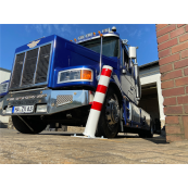 Barrier bollard | Steel tube  152 x 3.2 mm | stationary | for dowel fixing | hot-dip galvanized and white coatedwith three red reflecting stripes | total length: 1500 mm | without signal